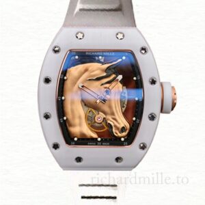 Richard Mille RM52-02 Men Mechanical Horse Head Skeleton Dial Watch Ceramics Bezel