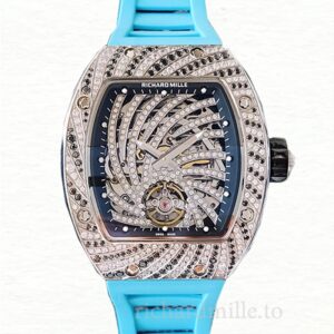 Richard Mille RM51-02 Mechanical Ladies Watch Diamond Paved Dial Rubber Band